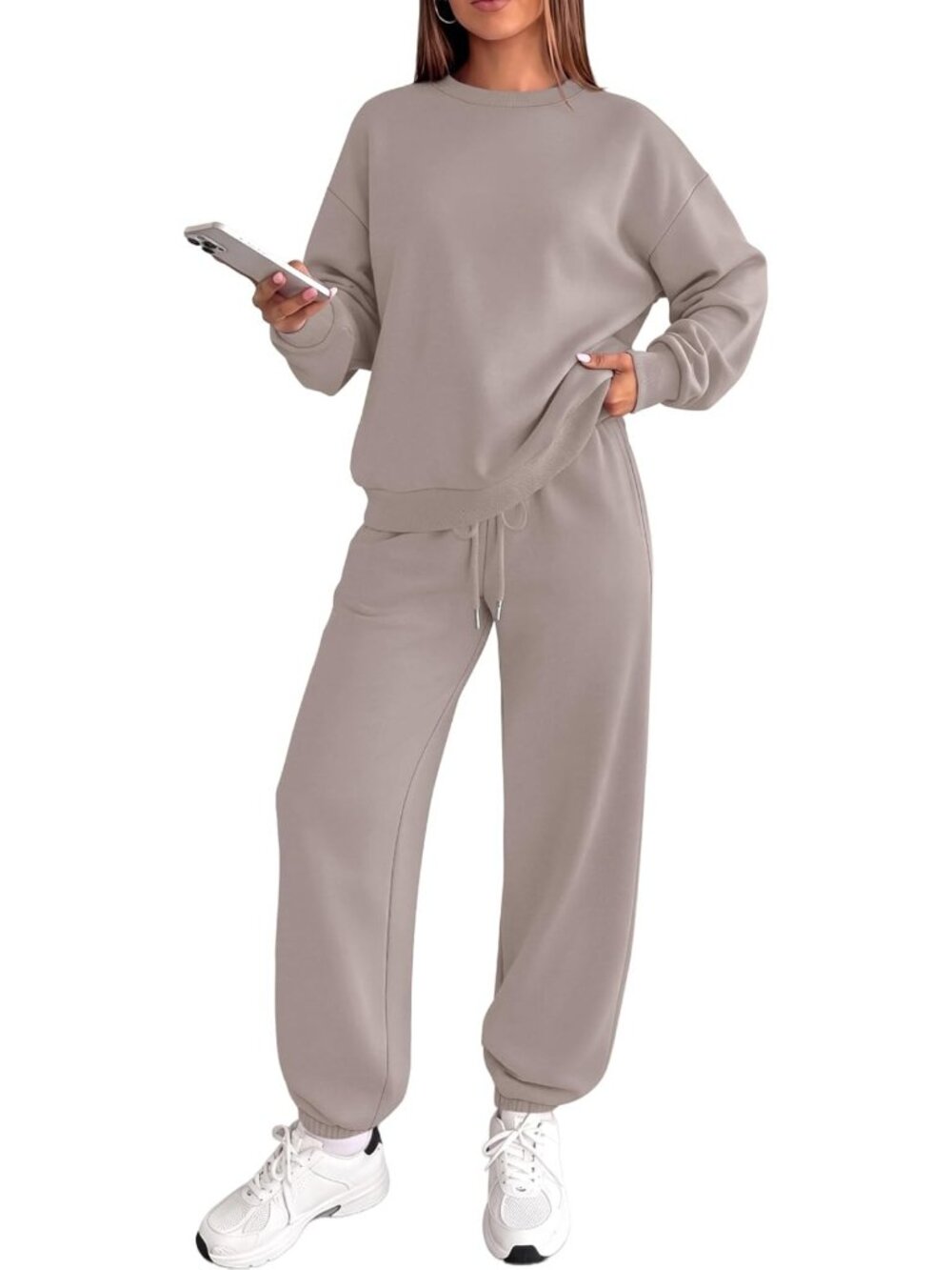 Cozy 2-Piece Lounge Set for Women | Crewneck Sweatshirt & Jogger Pants Outfit